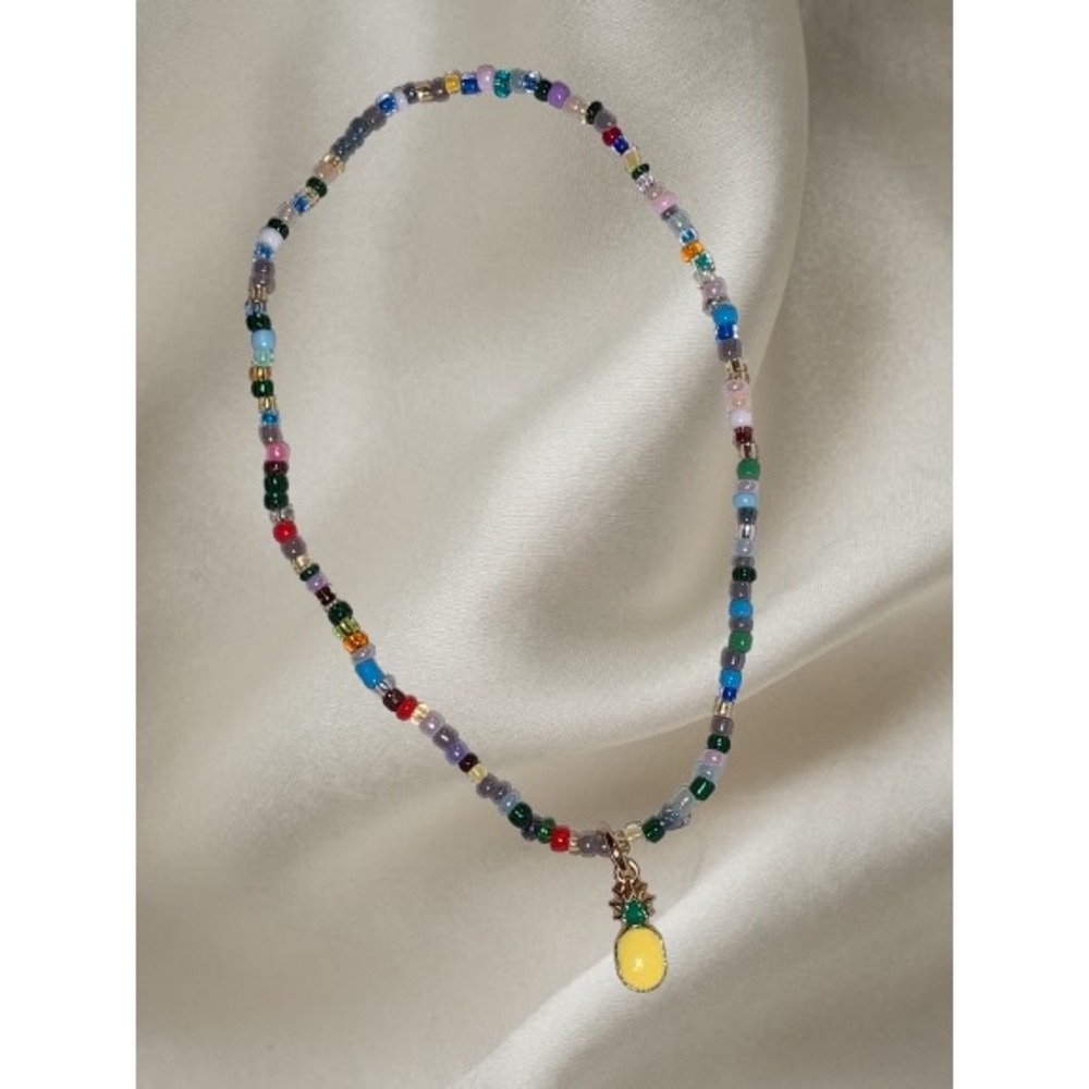Beaded Charm Necklace‎ Colorful Seed Bead Pineapple Pendant Jewelry